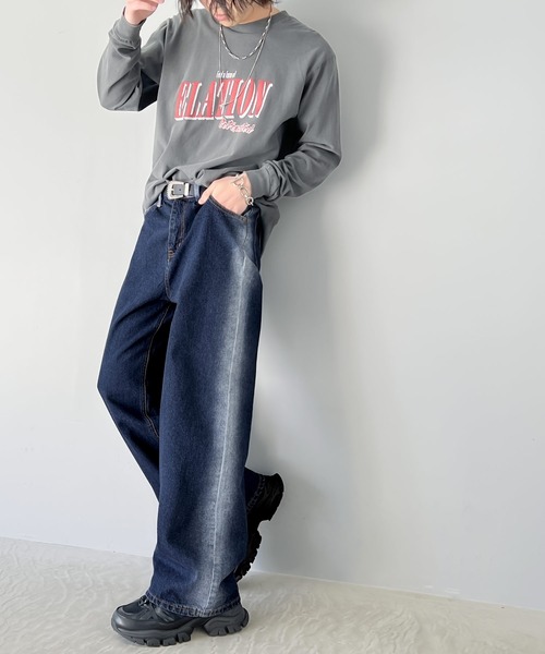 Java（ジャバ）の「《JaVaジャバコラボ》ゆるっと穿きこなす。サイドブリーチワイドルーズデニムパンツ（デニムパンツ・レディース・ブラック/ワンウォッシュ/ブルー・X-LARGE/SMALL/MEDIUM/LARGE）」の16枚目の写真