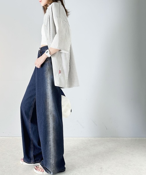 Java（ジャバ）の「《JaVaジャバコラボ》ゆるっと穿きこなす。サイドブリーチワイドルーズデニムパンツ（デニムパンツ・レディース・ブラック/ワンウォッシュ/ブルー・X-LARGE/SMALL/MEDIUM/LARGE）」の15枚目の写真