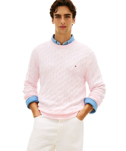 TOMMY HILFIGER(トミーヒルフィガー)の「クラシックケーブルクルーネックセーター(ニット/セーター・メンズ・ネイビー/レッド/グレー/ホワイト/レッド系その他/ベージュ/グレー系その他/グリーン/ピンク/ブルー・LARGE/MEDIUM/SMALL/X-LARGE/XX-LARGE)」の8枚目の写真