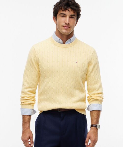 TOMMY HILFIGER(トミーヒルフィガー)の「クラシックケーブルクルーネックセーター(ニット/セーター・メンズ・ネイビー/レッド/グレー/ホワイト/レッド系その他/ベージュ/グレー系その他/グリーン/ピンク/ブルー/アイボリー/イエロー系その他5/ダークパープル・LARGE/MEDIUM/SMALL/X-LARGE/XX-LARGE)」の10枚目の写真