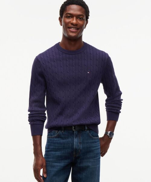 TOMMY HILFIGER(トミーヒルフィガー)の「クラシックケーブルクルーネックセーター(ニット/セーター・メンズ・ネイビー/レッド/グレー/ホワイト/レッド系その他/ベージュ/グレー系その他/グリーン/ピンク/ブルー/アイボリー/イエロー系その他5/ダークパープル・LARGE/MEDIUM/SMALL/X-LARGE/XX-LARGE)」の9枚目の写真