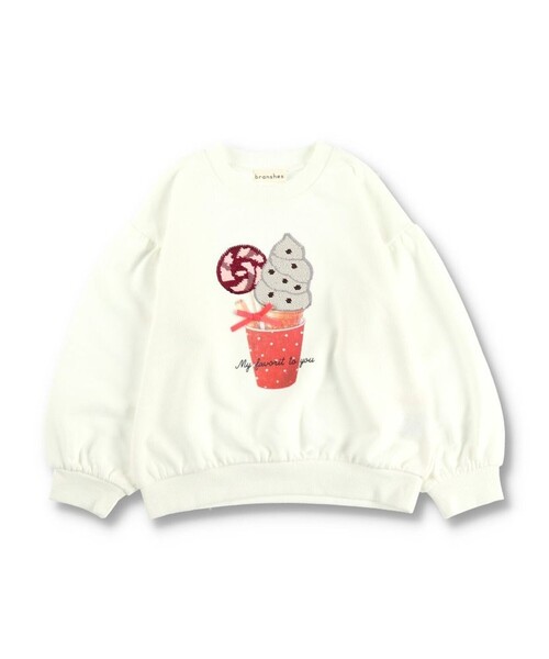 BRANSHES(ブランシェス)の「長袖スパンコールトレーナー(パーカー・キッズ・オフホワイト/ネイビー・100/90/120/110/130)」の3枚目の写真