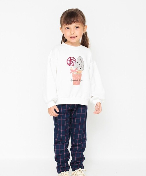 BRANSHES(ブランシェス)の「長袖スパンコールトレーナー(パーカー・キッズ・オフホワイト/ネイビー・100/90/120/110/130)」の4枚目の写真