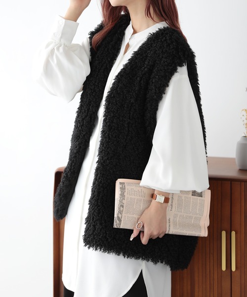 ボリュームフェイクプードルファーベスト（ベスト）｜nouvellemoi