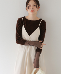 【COMMRE / コムル】シアー切替ベロアトップス
