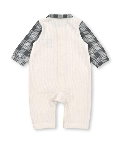 SLAP SLIP BABY(スラップスリップベビー)の「チェック柄シャツ蝶ネクタイ付ベストドッキング風ロンパースベビー(60~80cm)(ロンパース・キッズ・ブラウン/オフホワイト・70cm/80cm/60cm)」の5枚目の写真