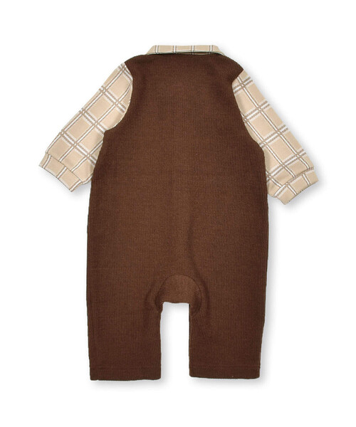 SLAP SLIP BABY(スラップスリップベビー)の「チェック柄シャツ蝶ネクタイ付ベストドッキング風ロンパースベビー(60~80cm)(ロンパース・キッズ・ブラウン/オフホワイト・70cm/80cm/60cm)」の11枚目の写真
