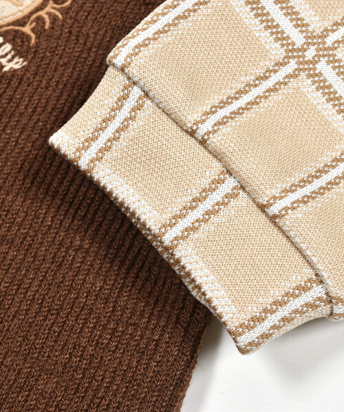 SLAP SLIP BABY(スラップスリップベビー)の「チェック柄シャツ蝶ネクタイ付ベストドッキング風ロンパースベビー(60~80cm)(ロンパース・キッズ・ブラウン/オフホワイト・70cm/80cm/60cm)」の14枚目の写真