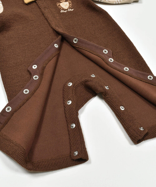 SLAP SLIP BABY(スラップスリップベビー)の「チェック柄シャツ蝶ネクタイ付ベストドッキング風ロンパースベビー(60~80cm)(ロンパース・キッズ・ブラウン/オフホワイト・70cm/80cm/60cm)」の15枚目の写真