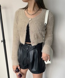 シャギービジュショート丈カーディガン