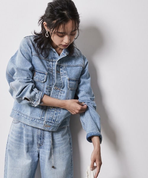 CHIC STYLE（シックスタイル）の「綿100％ヴィンテージ風デニムジャケット ＜大きいサイズ有＞シックスタイル（デニムジャケット・レディース・ブルー系/ライトブルー/グレー系・5L/4L/L/3L/LL/M）」の7枚目の写真