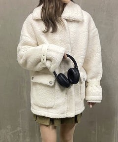 ダーリッチ キルトボリュームファーショートコート ホワイト Darich キルトボリュームファーショートコート