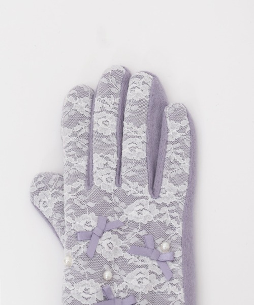 axes femme POETIQUE（アクシーズファムポエティック）の「プチリボンパール手袋（手袋・レディース・ブラック/ピンク/ラベンダー・FREE）」の7枚目の写真