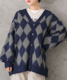 【UNISEX】起毛アーガイルニットカーデ