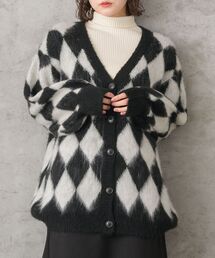 【UNISEX】起毛アーガイルニットカーデ