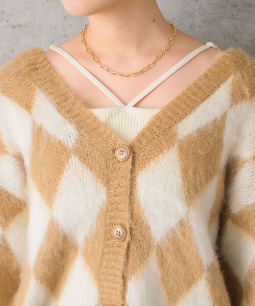 RETRO GIRL(レトロガール)の「【UNISEX】起毛アーガイルニットカーデ(カーディガン/ボレロ・レディース・ライトブラウン/ブルー/ブラック・FREE)」の17枚目の写真