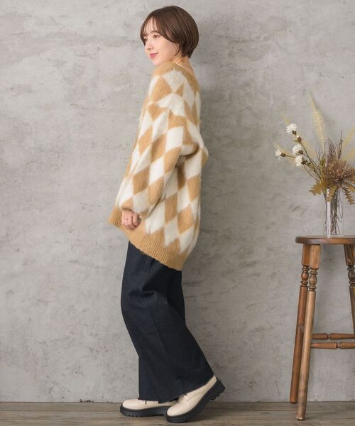 RETRO GIRL(レトロガール)の「【UNISEX】起毛アーガイルニットカーデ(カーディガン/ボレロ・レディース・ライトブラウン/ブルー/ブラック・FREE)」の22枚目の写真