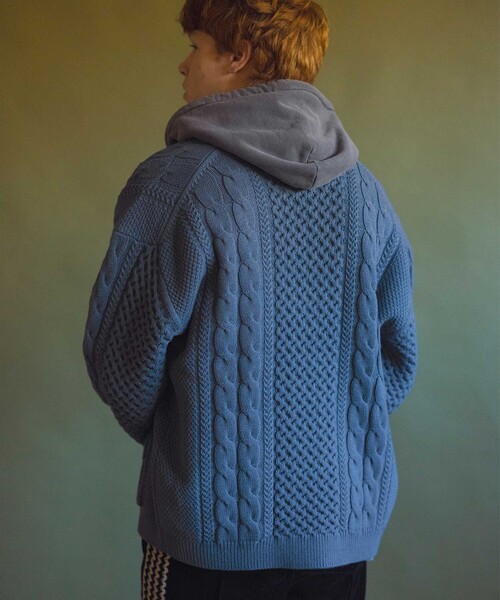 MONKEY TIME(モンキータイム)の「<monkey time> コットン アクリル フィッシャーマン カーディガン(カーディガン/ボレロ・メンズ・ダークグレー/コバルトブルー・S/M/L/XL)」の22枚目の写真