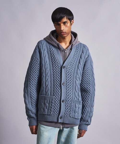 MONKEY TIME(モンキータイム)の「<monkey time> コットン アクリル フィッシャーマン カーディガン(カーディガン/ボレロ・メンズ・ダークグレー/コバルトブルー・S/M/L/XL)」の9枚目の写真