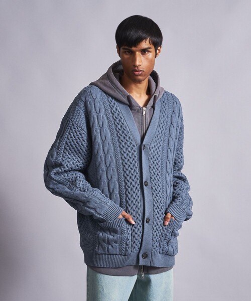 MONKEY TIME(モンキータイム)の「<monkey time> コットン アクリル フィッシャーマン カーディガン(カーディガン/ボレロ・メンズ・ダークグレー/コバルトブルー・S/M/L/XL)」の6枚目の写真