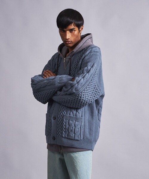 MONKEY TIME(モンキータイム)の「<monkey time> コットン アクリル フィッシャーマン カーディガン(カーディガン/ボレロ・メンズ・ダークグレー/コバルトブルー・S/M/L/XL)」の19枚目の写真