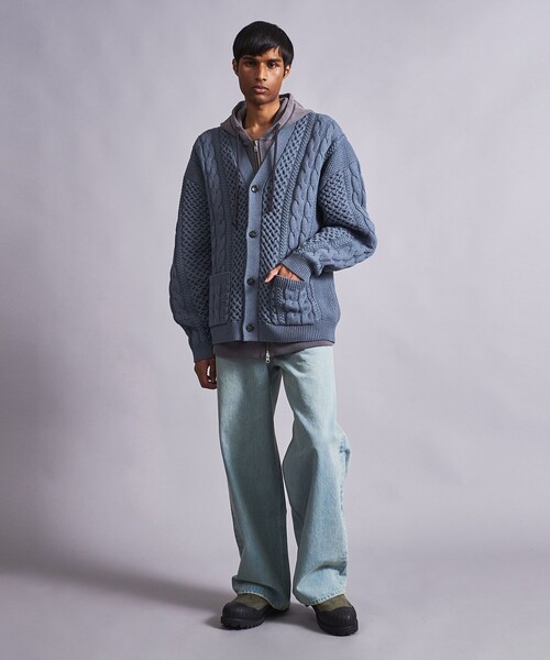 MONKEY TIME(モンキータイム)の「<monkey time> コットン アクリル フィッシャーマン カーディガン(カーディガン/ボレロ・メンズ・ダークグレー/コバルトブルー・S/M/L/XL)」の17枚目の写真