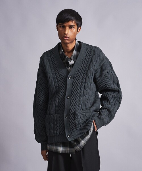 MONKEY TIME(モンキータイム)の「<monkey time> コットン アクリル フィッシャーマン カーディガン(カーディガン/ボレロ・メンズ・ダークグレー/コバルトブルー・S/M/L/XL)」の10枚目の写真