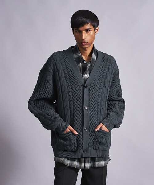 MONKEY TIME(モンキータイム)の「<monkey time> コットン アクリル フィッシャーマン カーディガン(カーディガン/ボレロ・メンズ・ダークグレー/コバルトブルー・S/M/L/XL)」の7枚目の写真