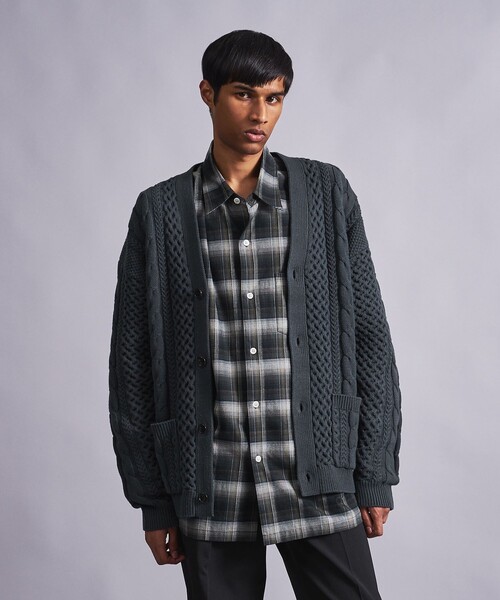 MONKEY TIME(モンキータイム)の「<monkey time> コットン アクリル フィッシャーマン カーディガン(カーディガン/ボレロ・メンズ・ダークグレー/コバルトブルー・S/M/L/XL)」の20枚目の写真