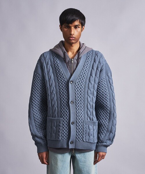 MONKEY TIME(モンキータイム)の「<monkey time> コットン アクリル フィッシャーマン カーディガン(カーディガン/ボレロ・メンズ・ダークグレー/コバルトブルー・S/M/L/XL)」の16枚目の写真