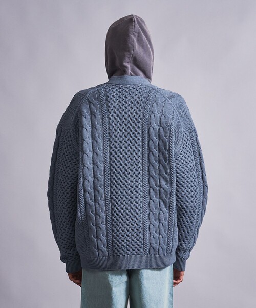 MONKEY TIME(モンキータイム)の「<monkey time> コットン アクリル フィッシャーマン カーディガン(カーディガン/ボレロ・メンズ・ダークグレー/コバルトブルー・S/M/L/XL)」の5枚目の写真