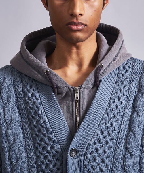 MONKEY TIME(モンキータイム)の「<monkey time> コットン アクリル フィッシャーマン カーディガン(カーディガン/ボレロ・メンズ・ダークグレー/コバルトブルー・S/M/L/XL)」の11枚目の写真