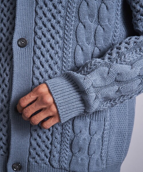 MONKEY TIME(モンキータイム)の「<monkey time> コットン アクリル フィッシャーマン カーディガン(カーディガン/ボレロ・メンズ・ダークグレー/コバルトブルー・S/M/L/XL)」の8枚目の写真