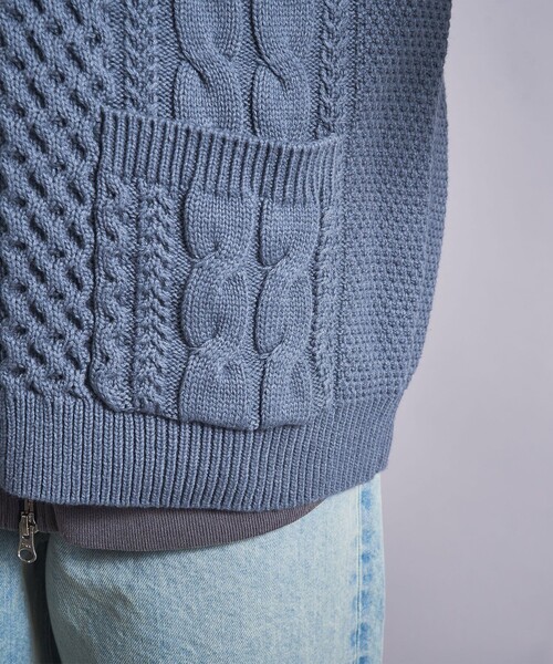 MONKEY TIME(モンキータイム)の「<monkey time> コットン アクリル フィッシャーマン カーディガン(カーディガン/ボレロ・メンズ・ダークグレー/コバルトブルー・S/M/L/XL)」の21枚目の写真