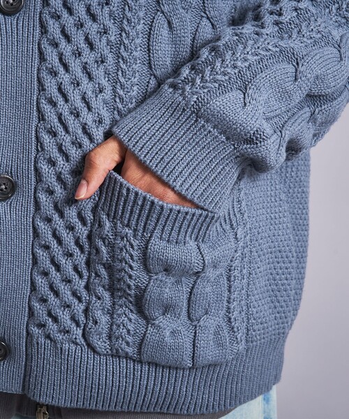 MONKEY TIME(モンキータイム)の「<monkey time> コットン アクリル フィッシャーマン カーディガン(カーディガン/ボレロ・メンズ・ダークグレー/コバルトブルー・S/M/L/XL)」の14枚目の写真