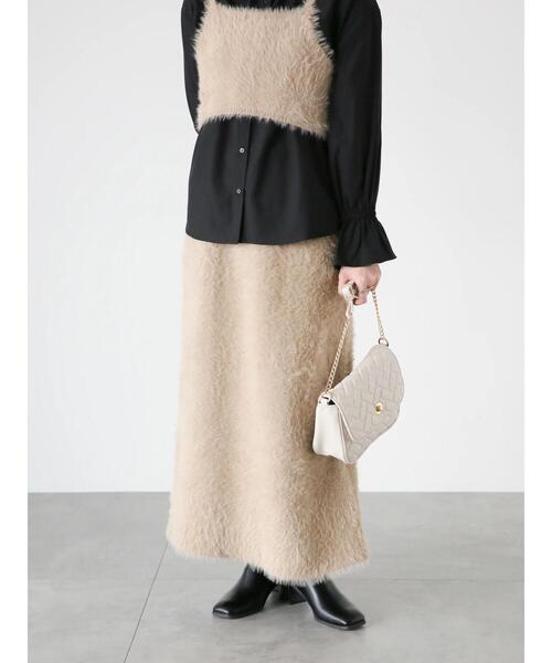 Te chichi TERRASSE（テチチテラス）の「シャギーニットスカート(セットアップ可)（スカート・レディース・ブラック/オフホワイト/ベージュ・F）」の4枚目の写真