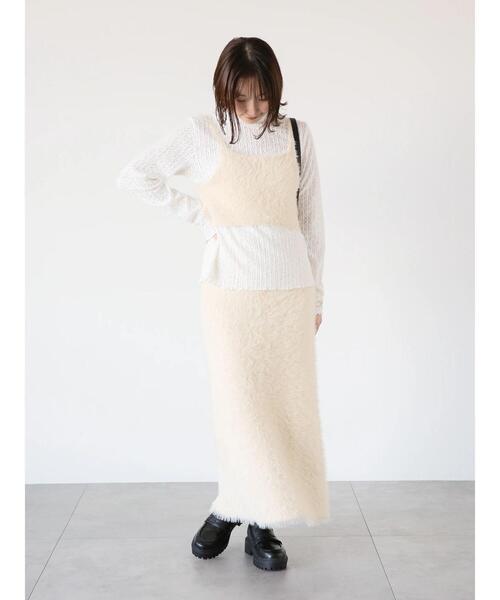 Te chichi TERRASSE（テチチテラス）の「シャギーニットスカート(セットアップ可)（スカート・レディース・ブラック/オフホワイト/ベージュ・F）」の19枚目の写真