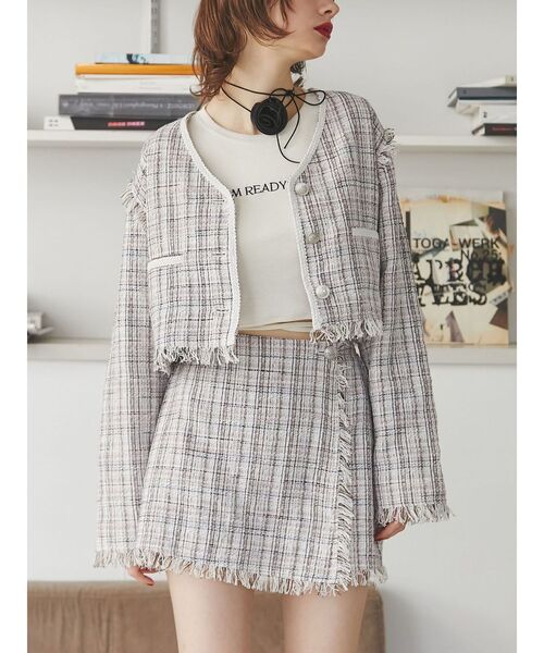 jouetie（ジュエティ）の「コンパクトツイードジャケット【セットアップ対応】（テーラードジャケット・レディース・ネイビー/オフホワイト・MEDIUM）」の6枚目の写真