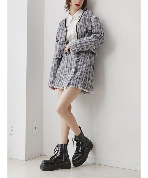 jouetie（ジュエティ）の「コンパクトツイードジャケット【セットアップ対応】（テーラードジャケット・レディース・ネイビー/オフホワイト・MEDIUM）」の14枚目の写真