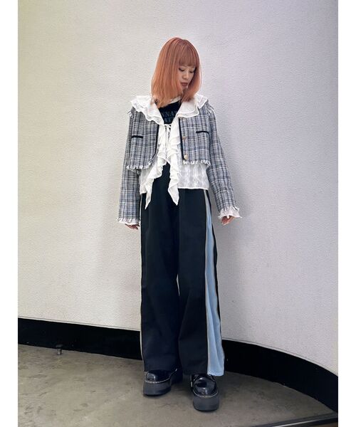 jouetie（ジュエティ）の「コンパクトツイードジャケット【セットアップ対応】（テーラードジャケット・レディース・ネイビー/オフホワイト・MEDIUM）」の17枚目の写真