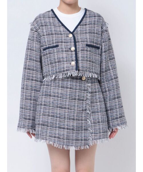 jouetie（ジュエティ）の「コンパクトツイードジャケット【セットアップ対応】（テーラードジャケット・レディース・ネイビー/オフホワイト・MEDIUM）」の18枚目の写真