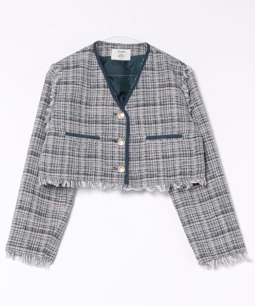 jouetie（ジュエティ）の「コンパクトツイードジャケット【セットアップ対応】（テーラードジャケット・レディース・ネイビー/オフホワイト・MEDIUM）」の2枚目の写真