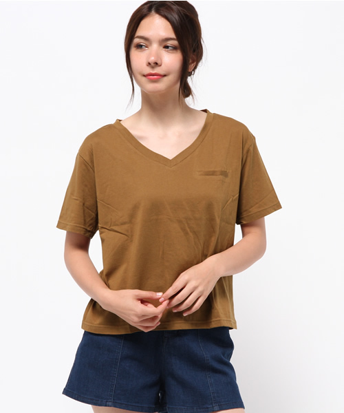 Kastane(カスタネ)の「ドライタッチVネックTEE(Tシャツ/カットソー・レディース・クリーム/ブラック/カーキ/キャメル・FREE)」の4枚目の写真