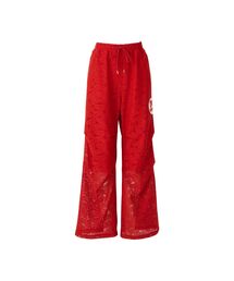 FLAME LOGO柄ジャカード ニータックワイドパンツ