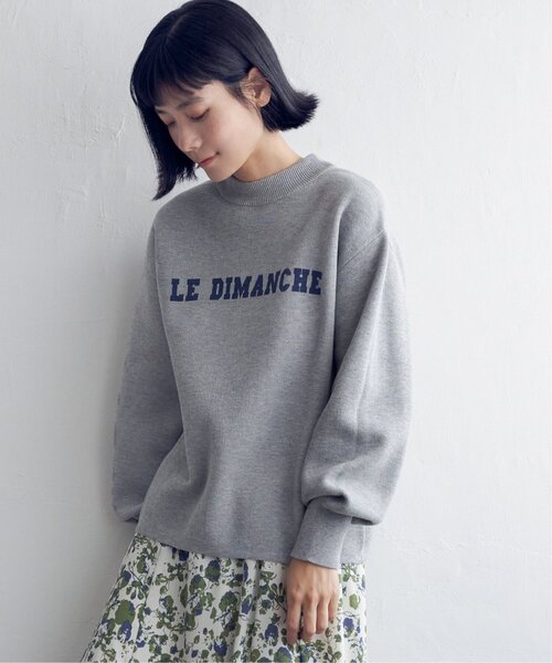 LBC(エルビーシー)の「スウェットライクロゴニットプルオーバー(ニット/セーター・レディース・ネイビー/オフホワイト/グレー・M)」の2枚目の写真