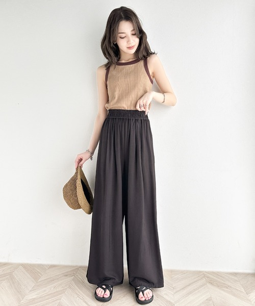 新品タグ付き　elu. スーザンタックギャザースカートシェイプワイドパンツ　エル 美品】elu. スーザンタックギャザースカートシェイプワイド