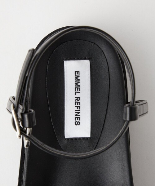 EMMEL REFINES ブラック ストラップサンダル M EMMEL REFINES＞EM アンクル ストラップ サンダル