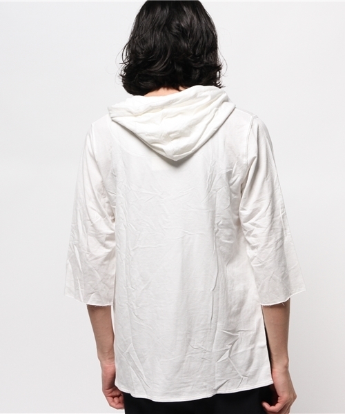 WEGO（ウィゴー）の「WEGO/5分袖カットオフプルパーカー（パーカー・メンズ・ホワイト/カーキ・MEDIUM/LARGE）」の5枚目の写真