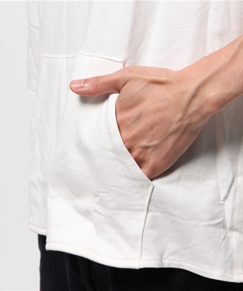 WEGO（ウィゴー）の「WEGO/5分袖カットオフプルパーカー（パーカー・メンズ・ホワイト/カーキ・MEDIUM/LARGE）」の8枚目の写真