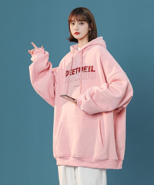 SHEPP(シープ)の「ロゴ ビッグシルエットパーカー(パーカー・レディース・ピンク/ホワイト/ブラック・XXX-LARGE/XL/M)」の8枚目の写真